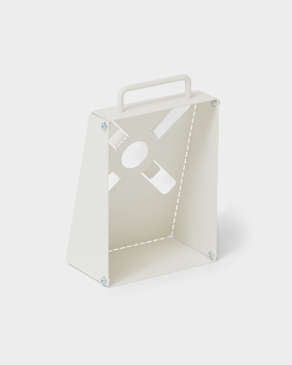 Angled studio view of the Pearl Cable Stand, showing its cutout panel, carry handle and exposed bolt hardware