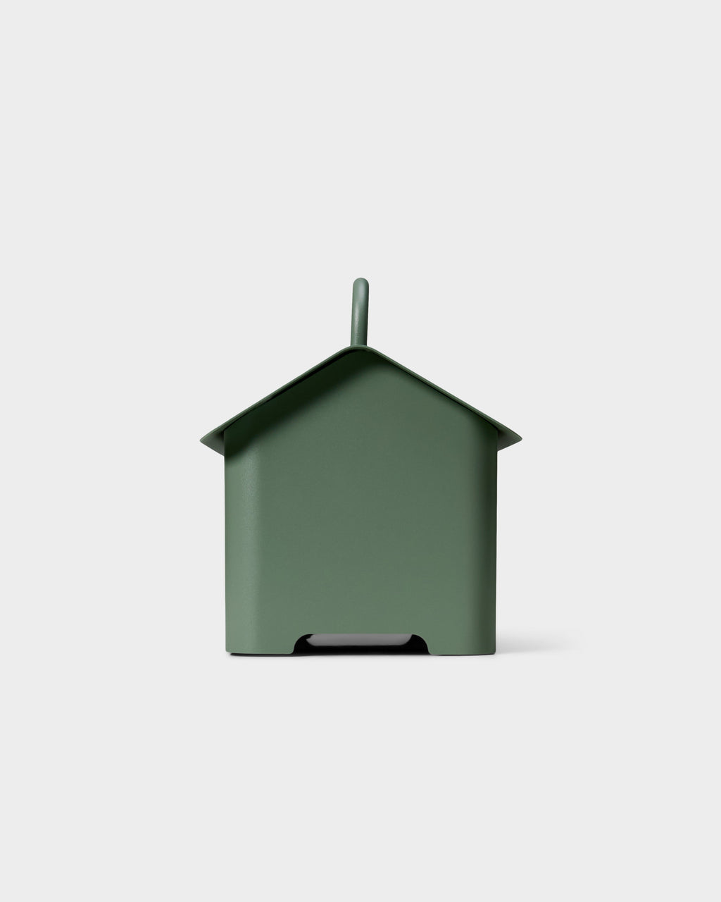 Cable Villa in Mossy Green shown front-on as a studio packshot, house-shaped cover with peaked roof and antenna