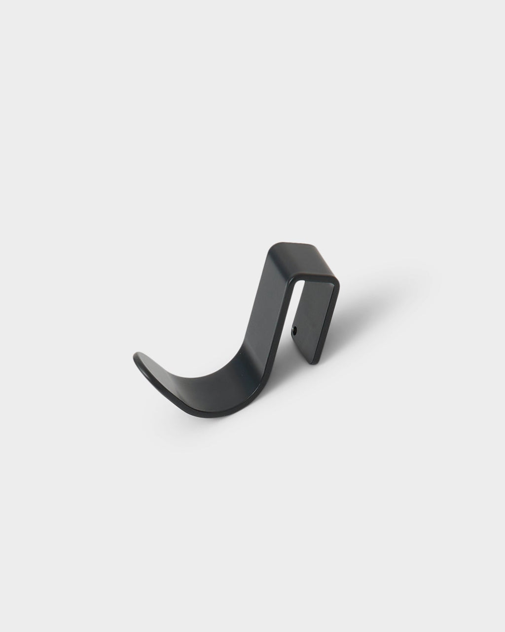 Charcoal Hook Mount shown at an angle in a studio packshot, highlighting its curved arm and screw hole detail