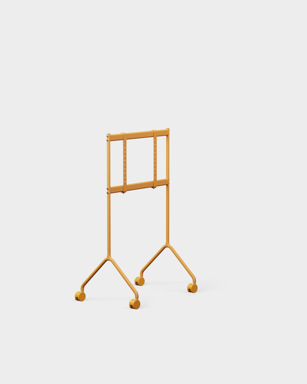 Moon Light TV stand in apricot shown at a three-quarter angle, studio packshot highlighting V-shaped legs and casters