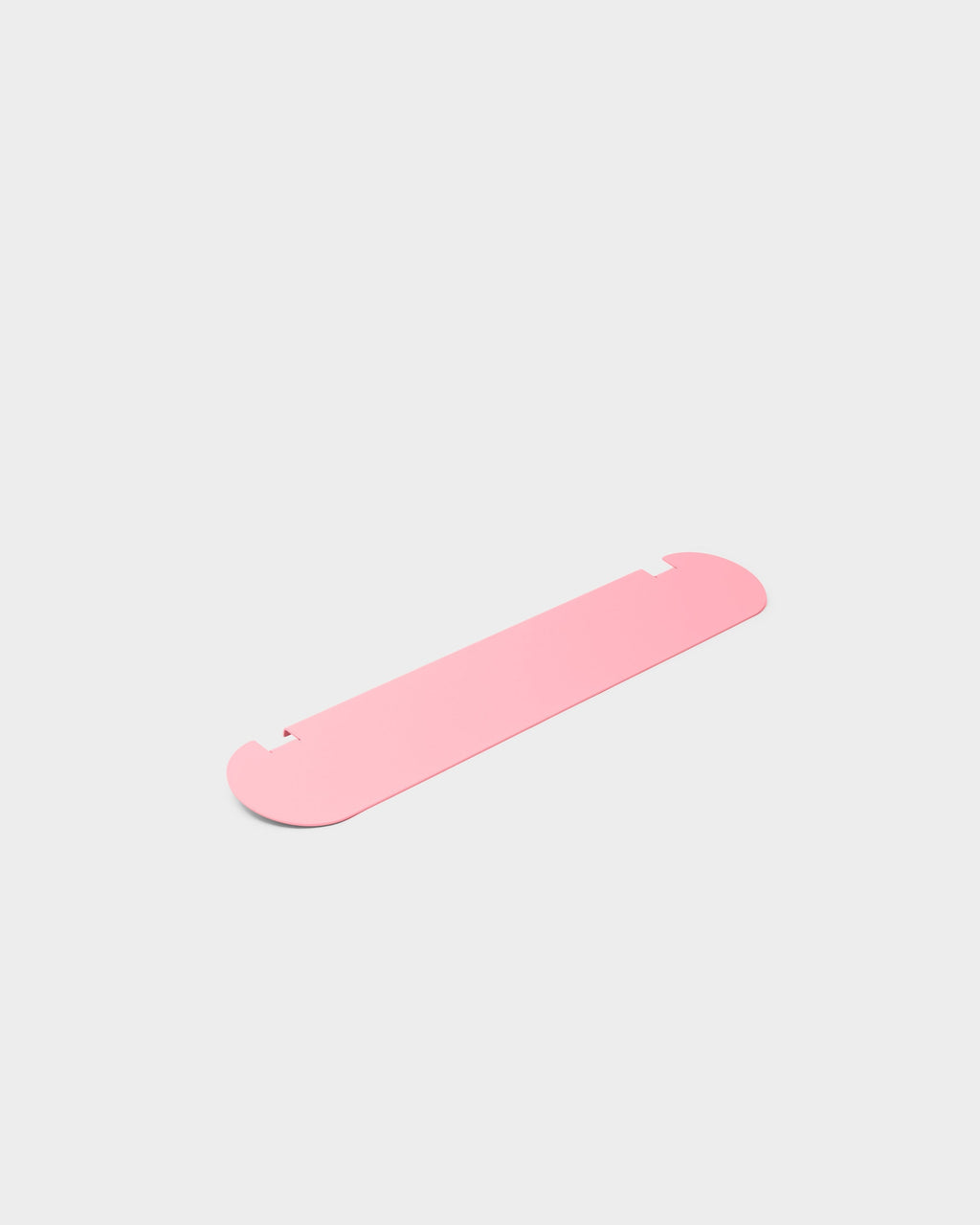 Moon Light Shelf in Bubble Gum pink, angled studio packshot showing the rounded flat shelf panel with notched edges