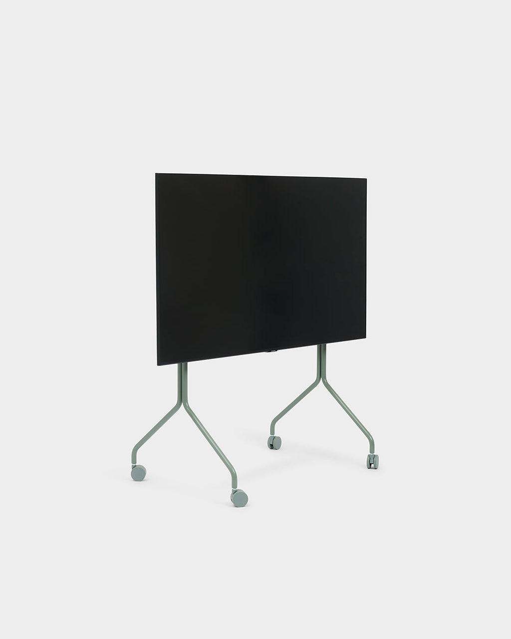 Moon stand in Mossy Green with wheels, folded flat-top studio packshot at an angle against a light grey background