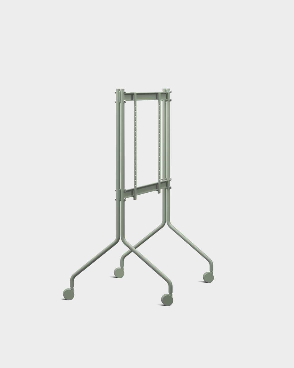 Moon stand in Mossy Green with wheels, folded flat-top studio packshot at an angle against a light grey background