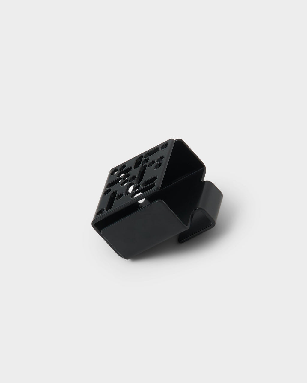 Charcoal Remote Box Mount angled studio packshot showing perforated side panel and open bracket back on white