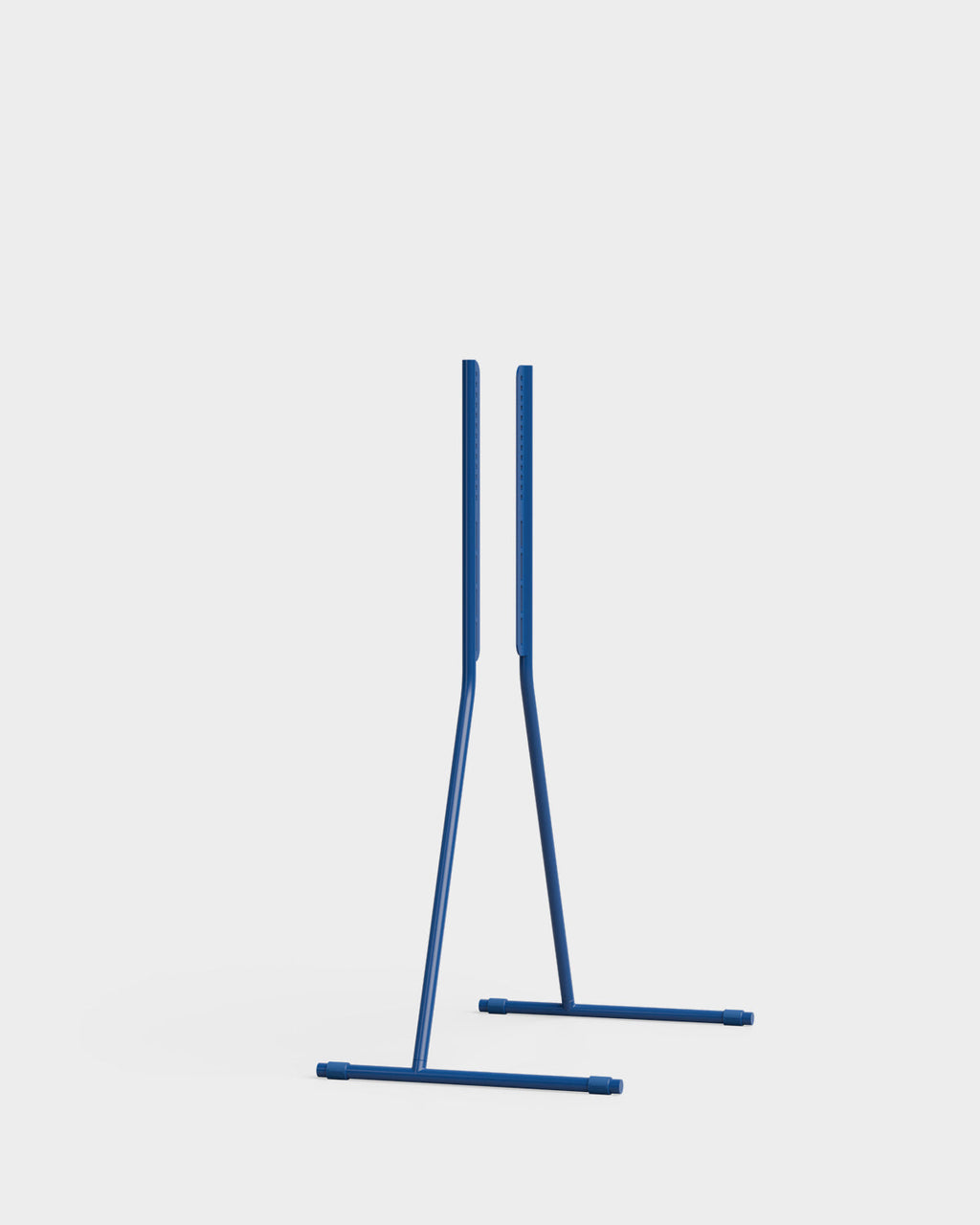 Viva TV stand in Ultra Marine holding a large flat-screen TV, angled studio packshot on light grey background