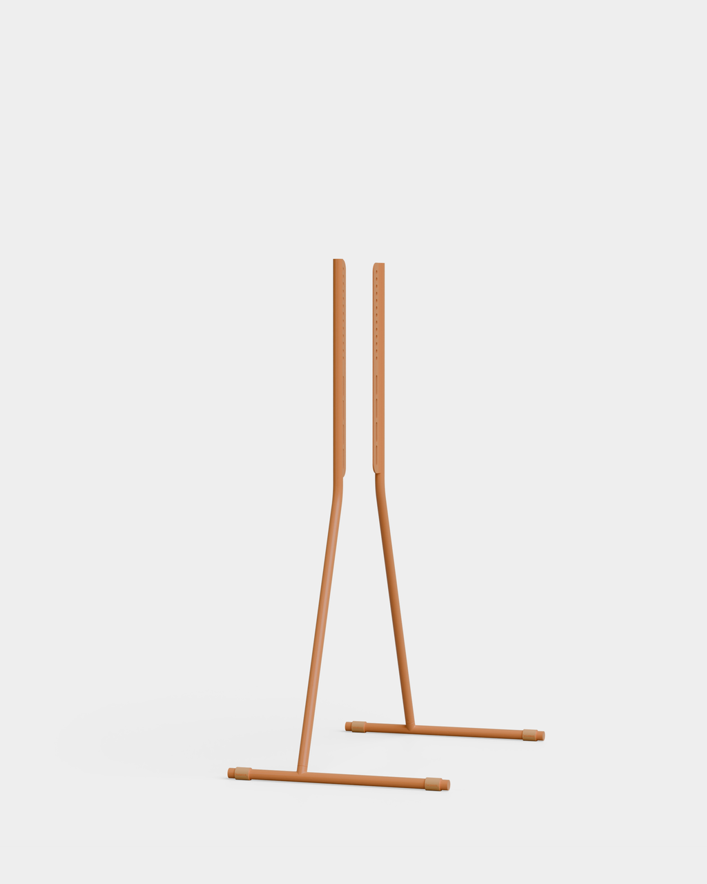 Viva TV stand in Apricot holding a large flat-screen TV, angled studio packshot on plain light grey background